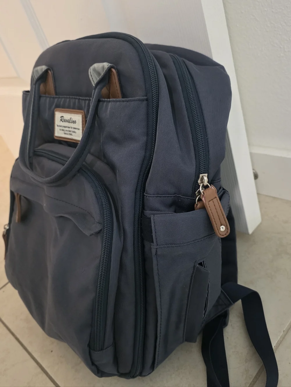 Ruvalino Diaper Bag Backpack Navy Blue Multi-Pocket Baby Bag Travel Organizer